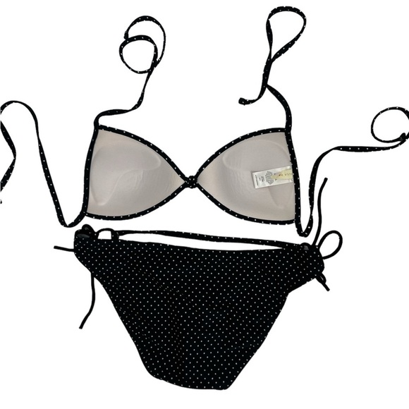 Hula Honey black and white triangle polkadot bathing suit size large - Picture 2 of 6